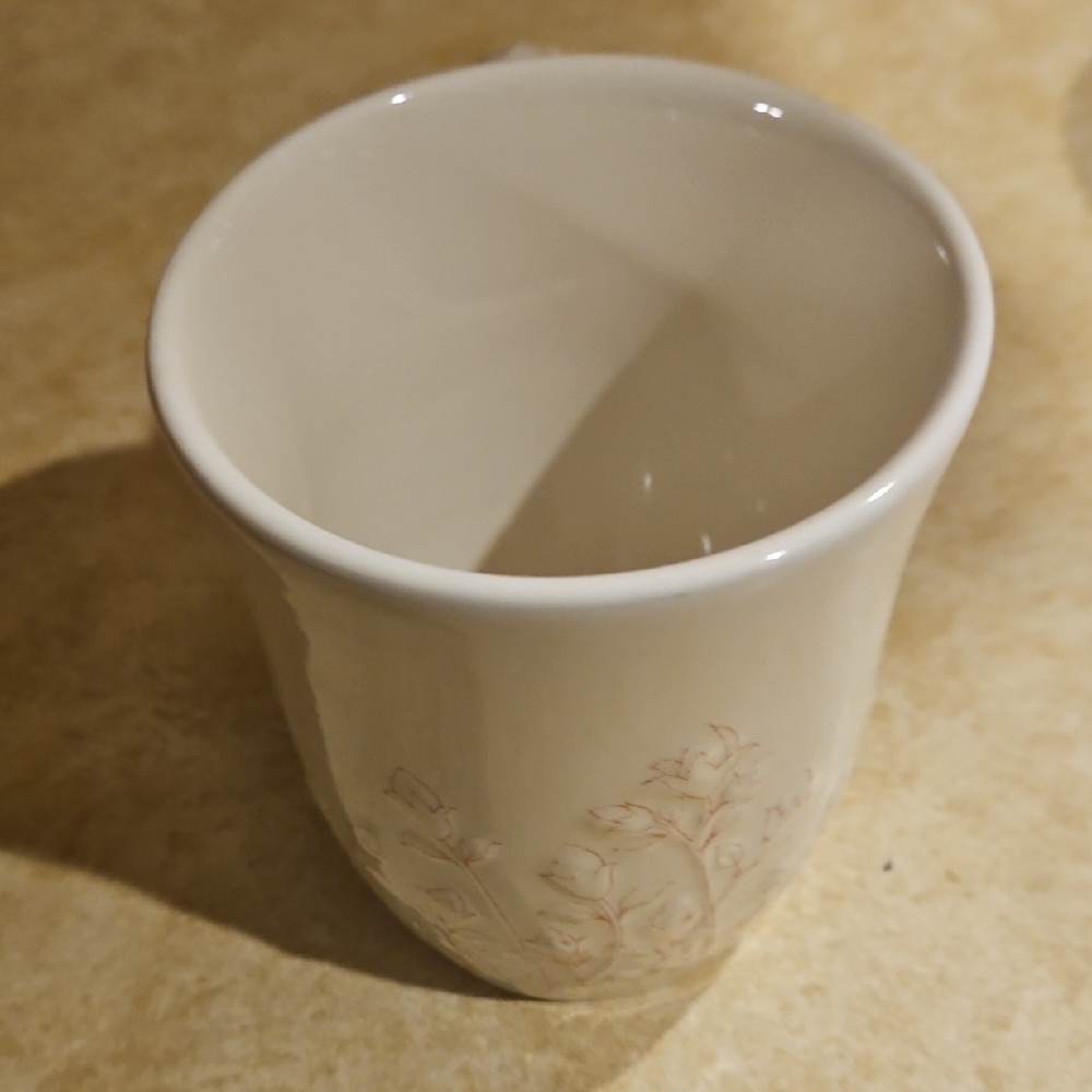 Longaberger Cream Mug with Pink Floral Design - Picture 4 of 7